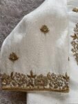 pure silk hand embroidery blouse/modern maggam blouse/multi colored cream zardosi blouse/hand embroidered blouse/off white ready made blouse