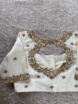 pure silk hand embroidery blouse/modern maggam blouse/multi colored cream zardosi blouse/hand embroidered blouse/off white ready made blouse