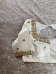 pure silk hand embroidery blouse/modern maggam blouse/multi colored cream zardosi blouse/hand embroidered blouse/off white ready made blouse