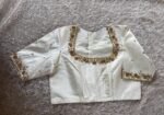 pure silk hand embroidery blouse/saree maggam cream blouse/cream blouse/white hand embroidered blouse/ready made blouse zardosi/blouses usa
