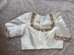 pure silk hand embroidery blouse/saree maggam cream blouse/cream blouse/white hand embroidered blouse/ready made blouse zardosi/blouses usa