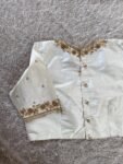 pure silk hand embroidery blouse/saree maggam cream blouse/cream blouse/white hand embroidered blouse/ready made blouse zardosi/blouses usa