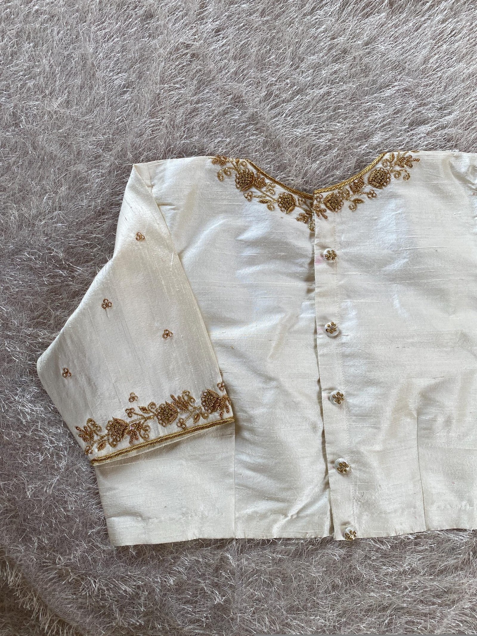 pure silk hand embroidery blouse/saree maggam cream blouse/cream blouse/white hand embroidered blouse/ready made blouse zardosi/blouses usa
