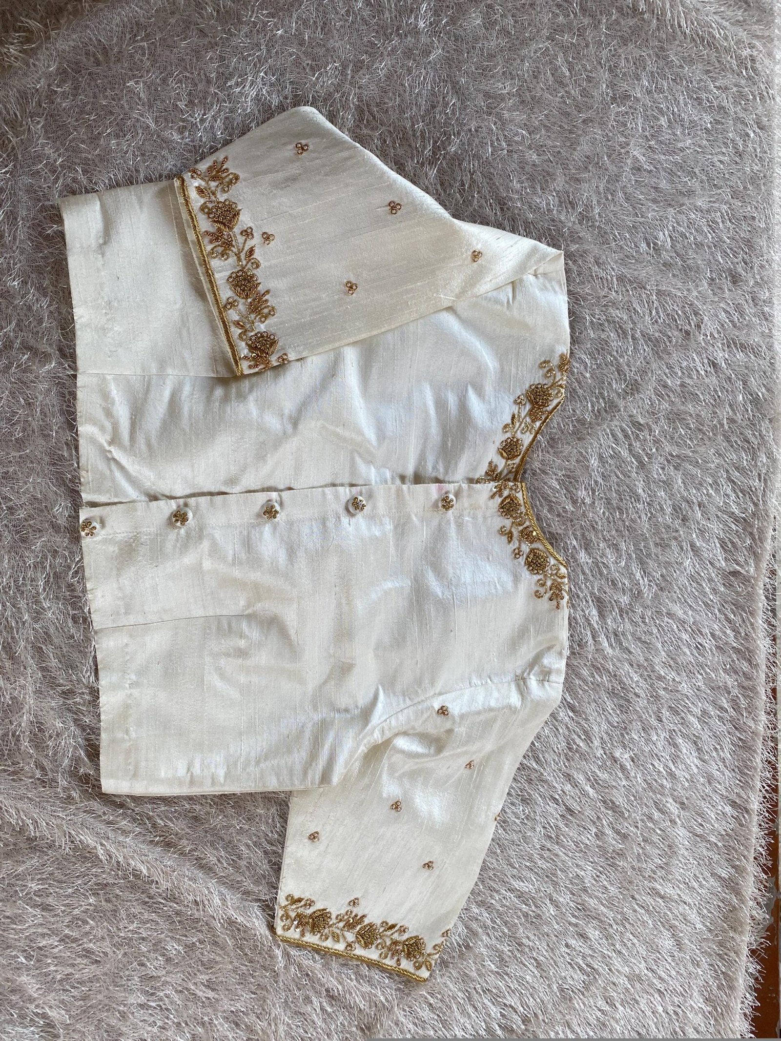 pure silk hand embroidery blouse/saree maggam cream blouse/cream blouse/white hand embroidered blouse/ready made blouse zardosi/blouses usa