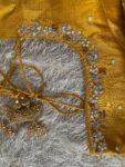 pure silk hand embroidery blouse/saree maggam blouse/yellow zardosi blouse/hand embroidered blouse /mustard yellow ready made blouse zardosi