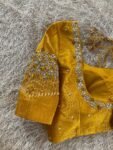 pure silk hand embroidery blouse/saree maggam blouse/yellow zardosi blouse/hand embroidered blouse /mustard yellow ready made blouse zardosi