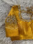 pure silk hand embroidery blouse/saree maggam blouse/yellow zardosi blouse/hand embroidered blouse /mustard yellow ready made blouse zardosi