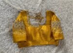 pure silk hand embroidery blouse/saree maggam blouse/yellow zardosi blouse/hand embroidered blouse /mustard yellow ready made blouse zardosi