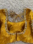pure silk hand embroidery blouse/saree maggam blouse/yellow zardosi blouse/hand embroidered blouse /mustard yellow ready made blouse zardosi