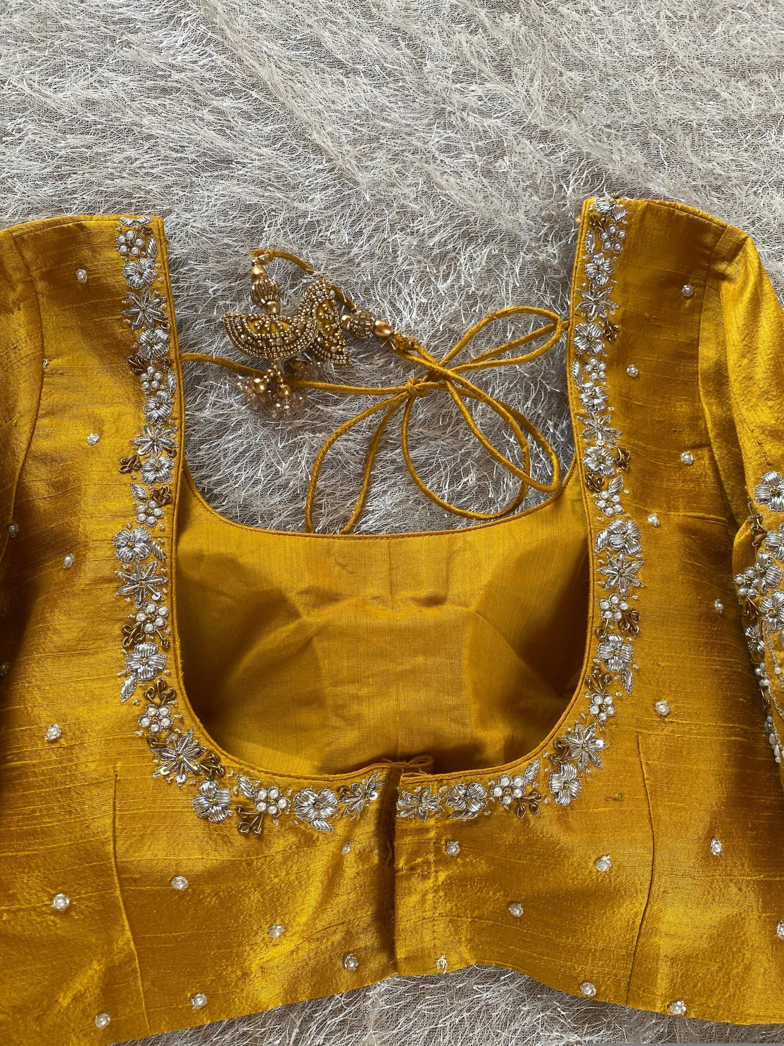 pure silk hand embroidery blouse/saree maggam blouse/yellow zardosi blouse/hand embroidered blouse /mustard yellow ready made blouse zardosi
