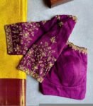 pure silk hand embroidery blouse/magenta pink maggam blouse/purple zardosi blouse/wedding hand embroidered blouse/bridal ready made blouse
