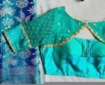 pure silk hand embroidery blouse/saree maggam blouse/ zardosi blouse/turquoise green embroidered blouse/sea green ready made blouse zardosi