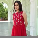 Hand embroidered Anarkali dress/sleeveless red anarkali suit set/red hand work anarkali USA/Indian dresses/ voggish USA/red anarkali kurta