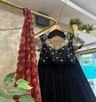Maroon Red Lehenga Set: Hand-Painted Kalamkari Dupatta, Silk Skirt