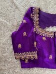 pure silk hand embroidery blouse/saree maggam blouse/purple zardosi blouse usa/hand embroidered moderblouse/purple ready made blouse zardosi