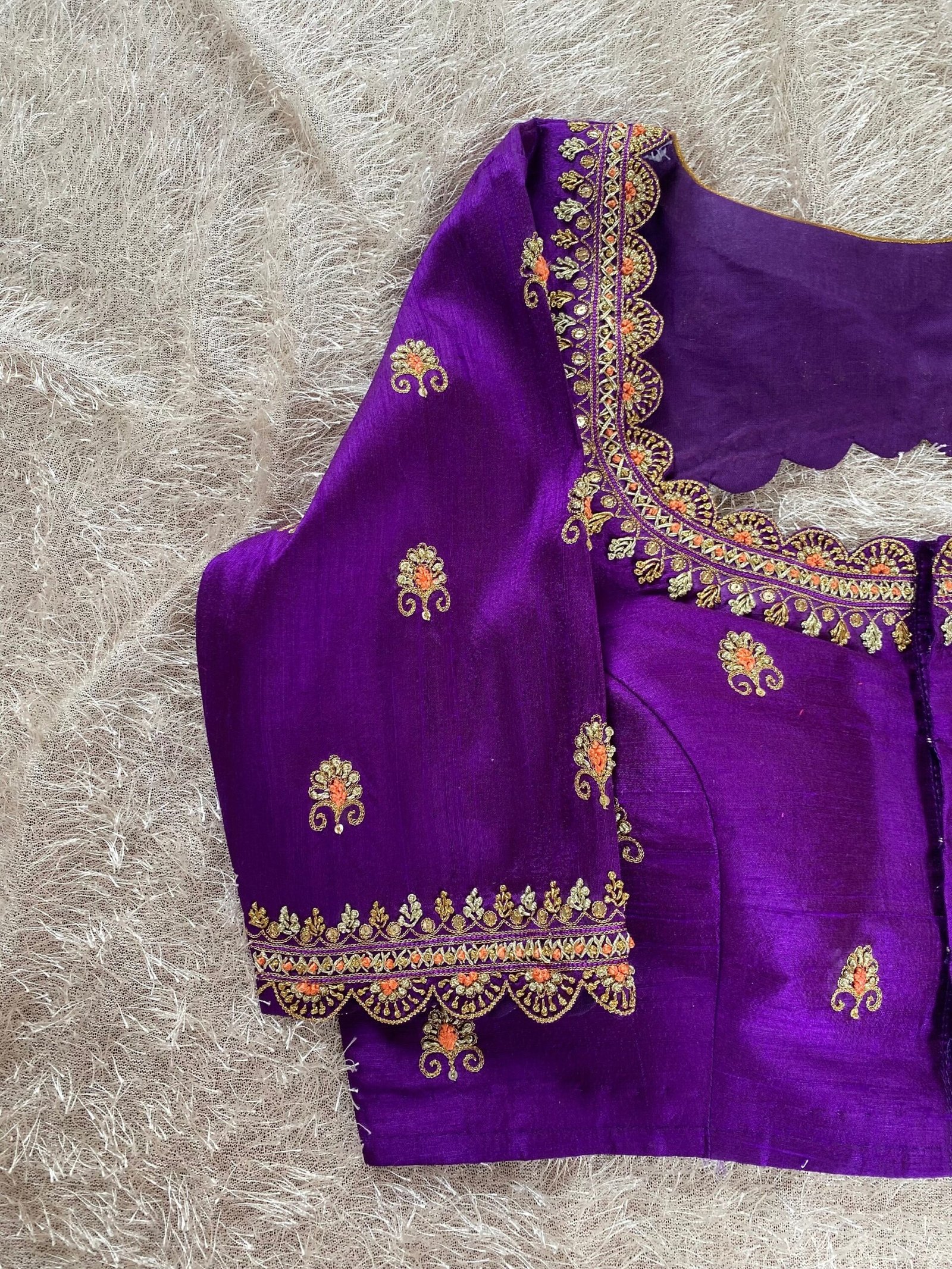 pure silk hand embroidery blouse/saree maggam blouse/purple zardosi blouse usa/hand embroidered moderblouse/purple ready made blouse zardosi