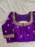 pure silk hand embroidery blouse/saree maggam blouse/purple zardosi blouse usa/hand embroidered moderblouse/purple ready made blouse zardosi