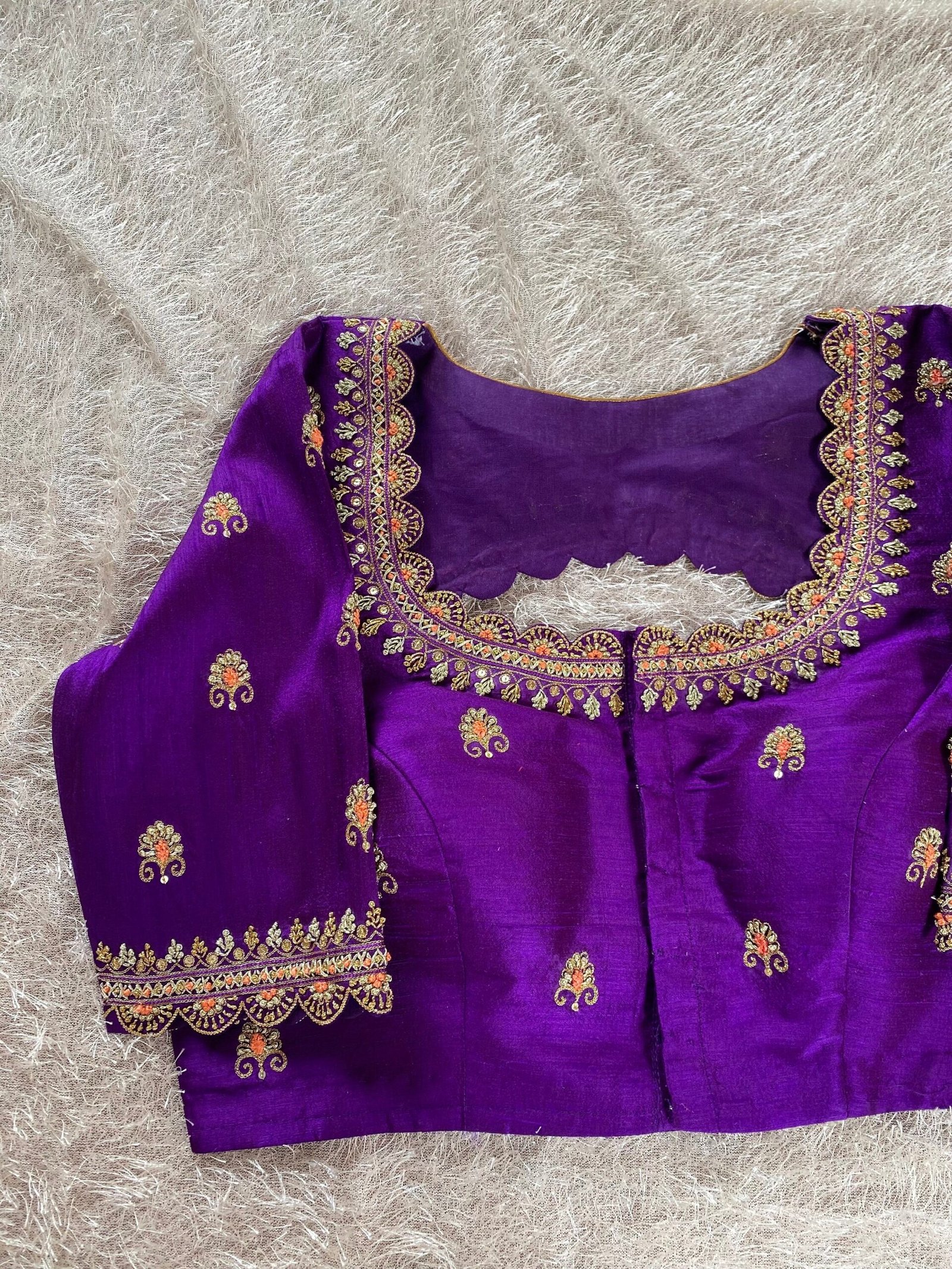 pure silk hand embroidery blouse/saree maggam blouse/purple zardosi blouse usa/hand embroidered moderblouse/purple ready made blouse zardosi