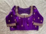pure silk hand embroidery blouse/saree maggam blouse/purple zardosi blouse usa/hand embroidered moderblouse/purple ready made blouse zardosi