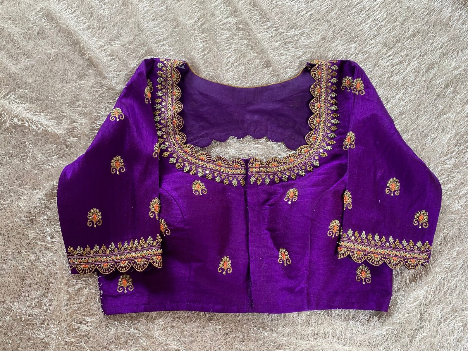 pure silk hand embroidery blouse/saree maggam blouse/purple zardosi blouse usa/hand embroidered moderblouse/purple ready made blouse zardosi