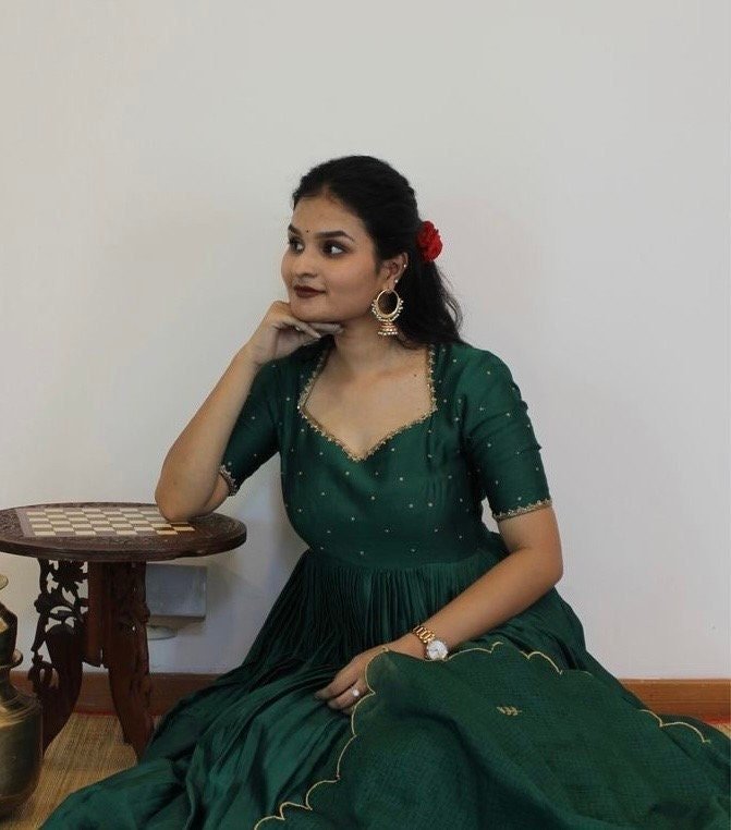 Hand embroidered green Anarkali/festive anarkali suit with dupatta/ green designer anarkali gown USA/green anarkali/Zardosi hand work dress