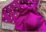 Purple pink hand embroidery blouse/saree maggam blouse/pure silk zardosi blouse/magenta pink embroidered blouse/maggam full sleeve blouse