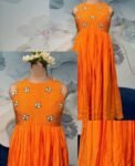 Orange Anarkali suit usa/anarkali kurta short sleeve/orange anarkali/hand embroidered dress anarkali/Indian dresses/simple anarkali kurta
