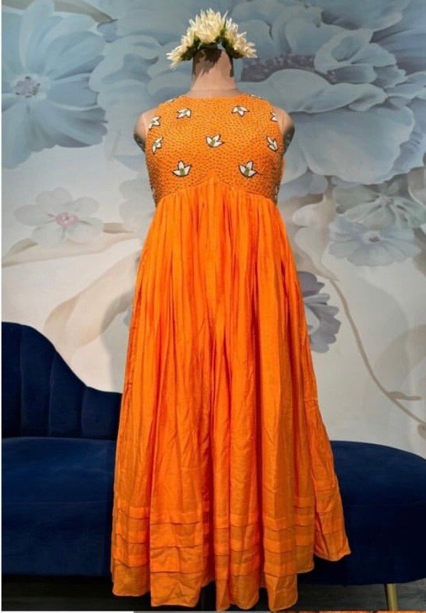 Orange Anarkali suit usa/anarkali kurta short sleeve/orange anarkali/hand embroidered dress anarkali/Indian dresses/simple anarkali kurta