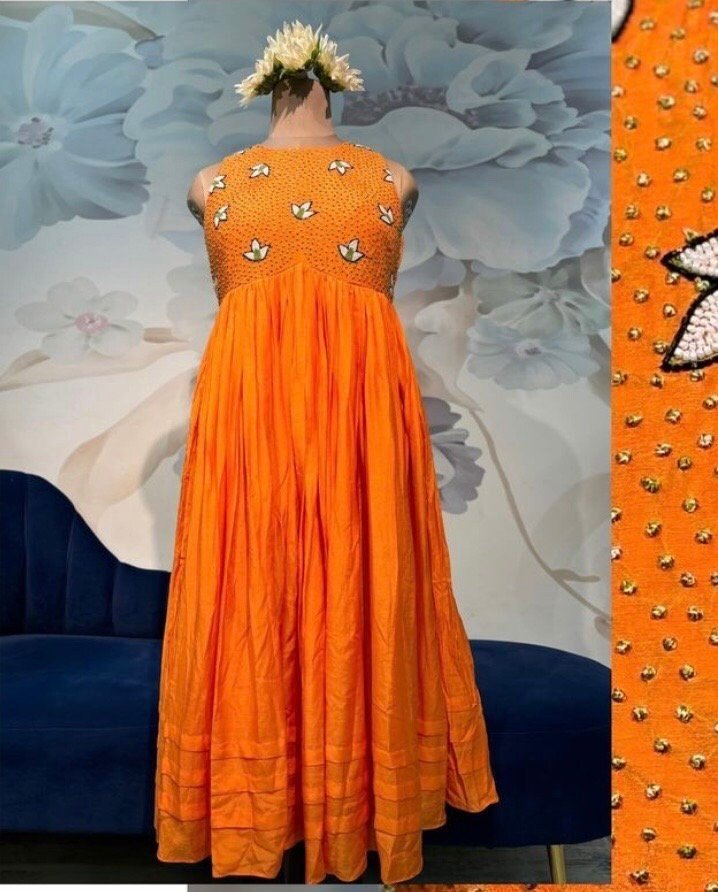 Orange Anarkali suit usa/anarkali kurta short sleeve/orange anarkali/hand embroidered dress anarkali/Indian dresses/simple anarkali kurta