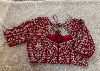 pure silk hand embroidery bridal blouse/ maggam blouse/red bridal zardosi blouse/red hand embroidered blouse/heavy embroidery wedding blouse