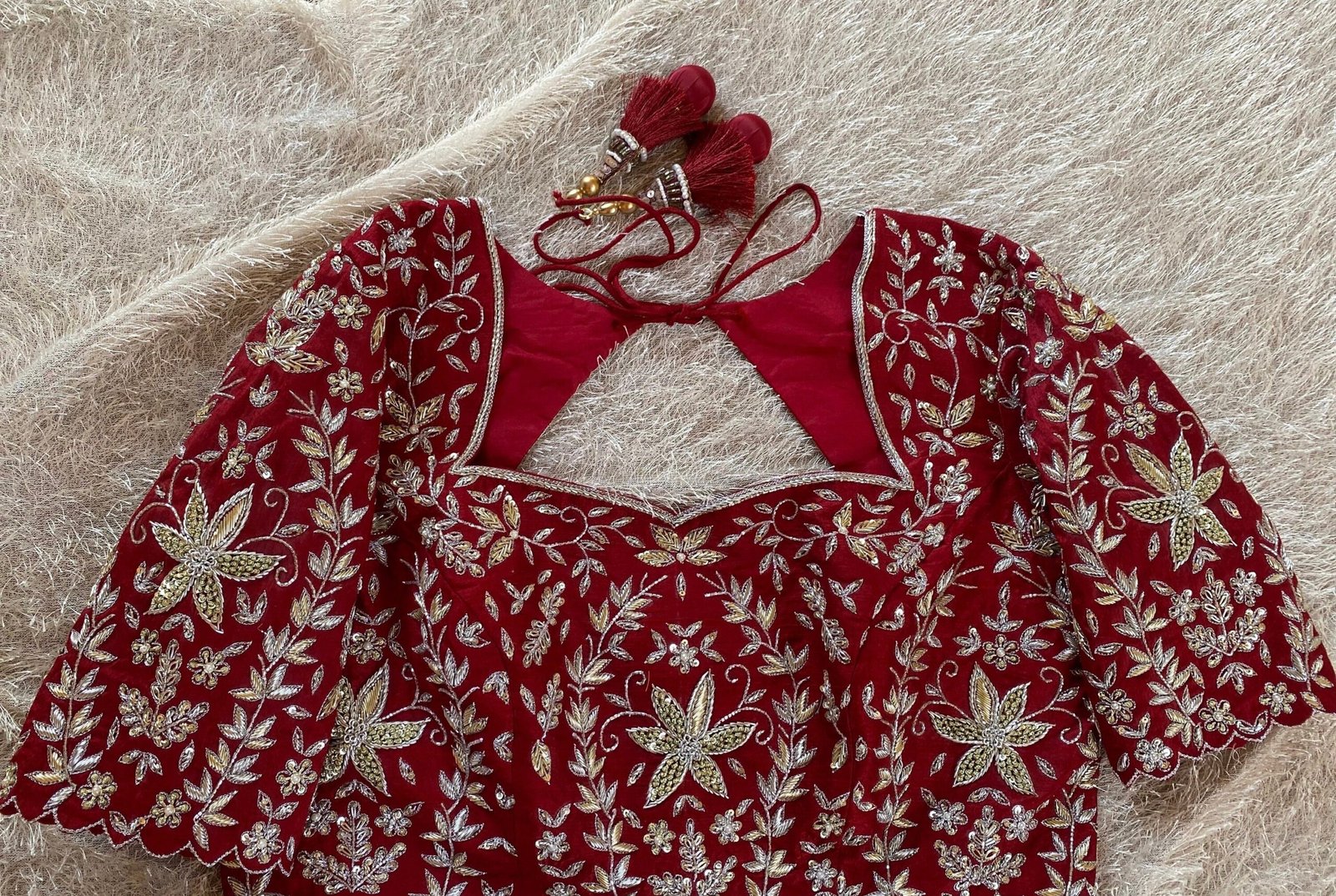 pure silk hand embroidery bridal blouse/ maggam blouse/red bridal zardosi blouse/red hand embroidered blouse/heavy embroidery wedding blouse