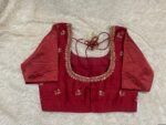 pure silk red hand embroidery blouse/saree maggam blouse/red raw silk zardosi blouse/hand embroidered blouse/ready made red checks blouseUsa