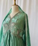Hand Embroidered Silk Anarkali Dress with Banarasi Dupatta