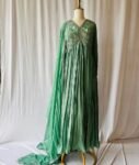 Hand Embroidered Silk Anarkali Dress with Banarasi Dupatta