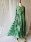 Hand Embroidered Silk Anarkali Dress with Banarasi Dupatta