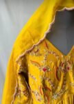 Designer Hand work Anarkali with dupatta/yellow anarkali suit set/pure silk anarkali dupatta USA/designer Indian long gown/womens long gown