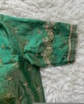 pure silk hand embroidery blouse/short sleeve maggam blouse/raw silk zardosi blouse/hand embroidered blouse/green ready made blouse zardosi