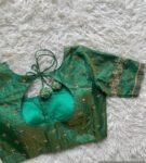 pure silk hand embroidery blouse/short sleeve maggam blouse/raw silk zardosi blouse/hand embroidered blouse/green ready made blouse zardosi
