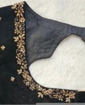 pure velvet hand embroidery blouse /modern saree maggam blouse/black zardosi blouse / hand embroidered blouse/black velvet ready made blouse