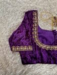 pure velvet hand embroidery blouse /modern saree maggam blouse/purple zardosi blouse / hand embroidered blouse/purple ready made blouse