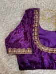 pure velvet hand embroidery blouse /modern saree maggam blouse/purple zardosi blouse / hand embroidered blouse/purple ready made blouse