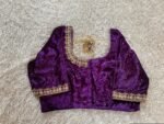 pure velvet hand embroidery blouse /modern saree maggam blouse/purple zardosi blouse / hand embroidered blouse/purple ready made blouse