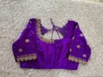 pure silk hand embroidery blouse/saree maggam blouse/purple zardosi blouse usa/hand embroidered moderblouse/purple ready made blouse zardosi