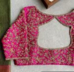 pure silk hand embroidery bridal blouse/maggam blouse/pink bridal work blouse/pink hand embroidered blouse/heavy embroidery wedding blouse