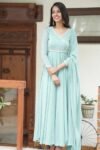Hand embroidered Anarkali with dupatta/ice blue anarkali suit/georgette anarkali dupatta USA/Indian dresses/light blue anarkali dupatta set
