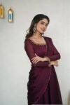 Hand embroidered Anarkali with dupatta/wine color anarkali suit/soft silk anarkali dupatta USA/Indian dresses/wine anarkali dupatta belt set