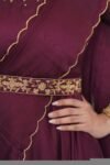 Hand embroidered Anarkali with dupatta/wine color anarkali suit/soft silk anarkali dupatta USA/Indian dresses/wine anarkali dupatta belt set