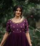 Wine color Anarkali suit usa/burgundy anarkali kurta/hand embroidered anarkali/wine embroidery anarkali dress/Indian dresses/Indian anarkali