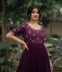 Wine color Anarkali suit usa/burgundy anarkali kurta/hand embroidered anarkali/wine embroidery anarkali dress/Indian dresses/Indian anarkali