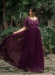 Wine color Anarkali suit usa/burgundy anarkali kurta/hand embroidered anarkali/wine embroidery anarkali dress/Indian dresses/Indian anarkali
